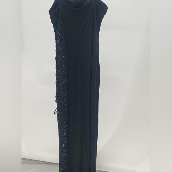 Niki By Niki Levi’s Black Formal Dress With Beading Laces Up The Side - Picture 2 of 10